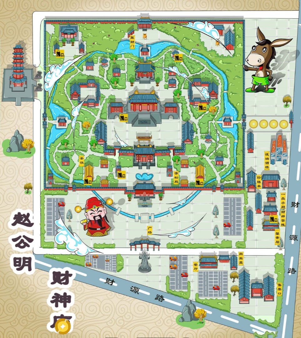 咸宁寺庙类手绘地图